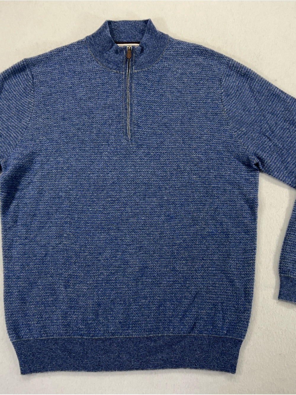 Jos. A. Bank 1905 Men’s Large 1/4 Zip Sweater Blue Wool Blend Textured Knit